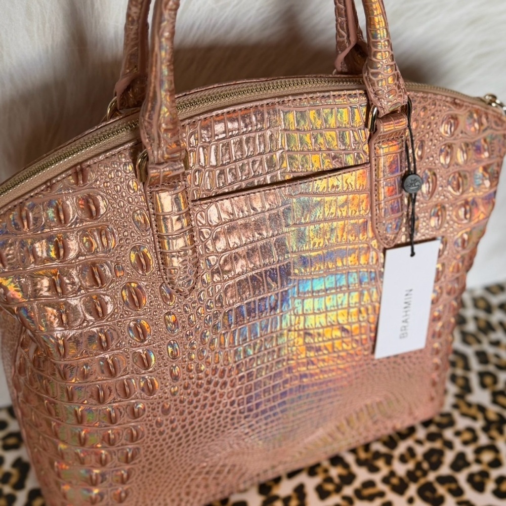 Brahmin Large Duxbury Melbourne Rose Gold Satchel NWT METALLIC HOLOGRAPHIC FIRM$ - Picture 14 of 15